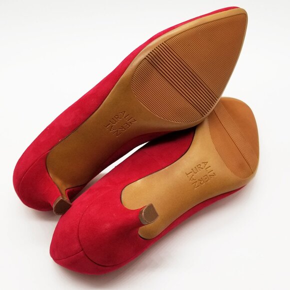 Naturalizer Pippa Suede Pumps 6.5M Red Pointy Toe Kitten Heel Comfort Cushion - Picture 10 of 16